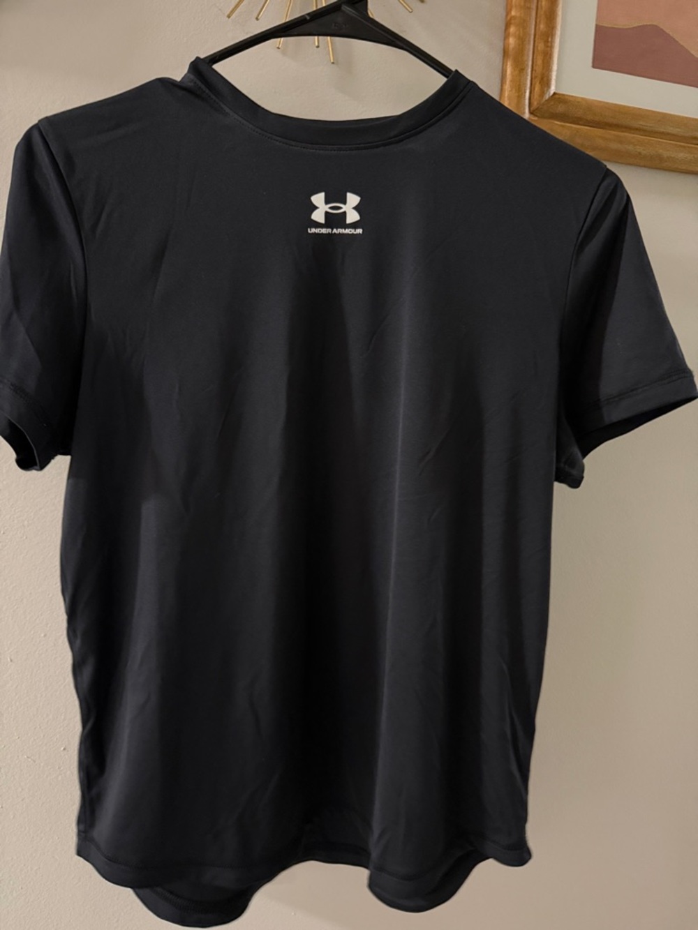 Under Armour Black Short Sleeve Athletic Tee with White Logo